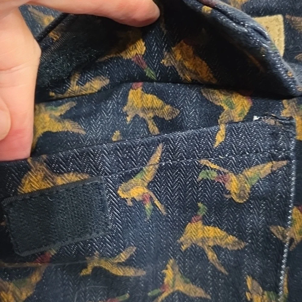 Humor Mens Duck Print Denim Shorts Sweden Cargo Pockets Hunting Sz L EUC